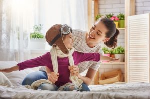 mother and child at home
